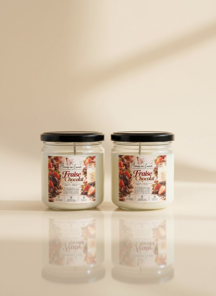 Vela de Soja · Fraise Chocolat — Velas de soja · Aromas con Encanto