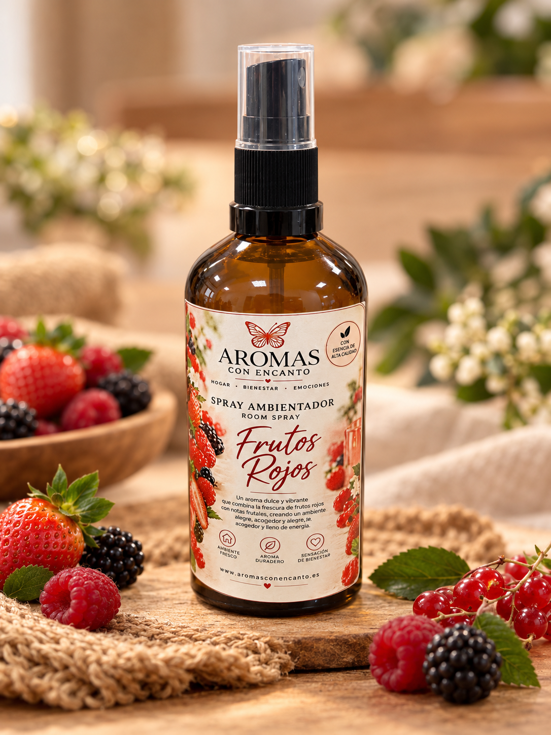 Spray Textil y Ambientador – Frutos Rojos 🍓 — Ambientadores · Aromas con Encanto