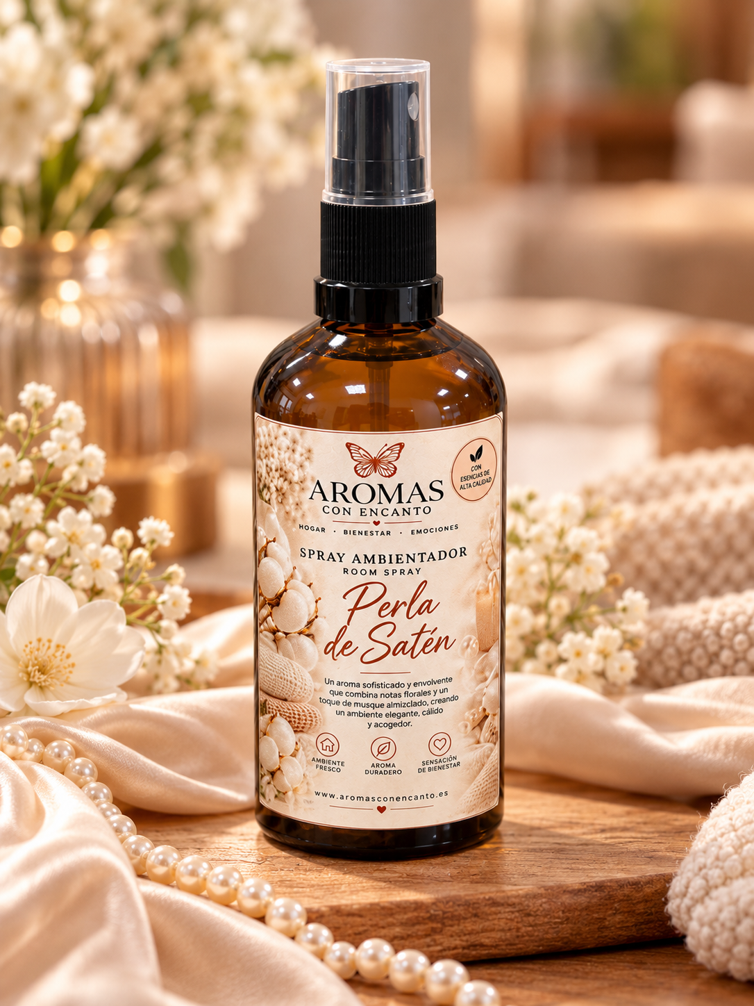 Spray Textil y Ambientador – Perla de Satén 🤍 — Ambientadores · Aromas con Encanto