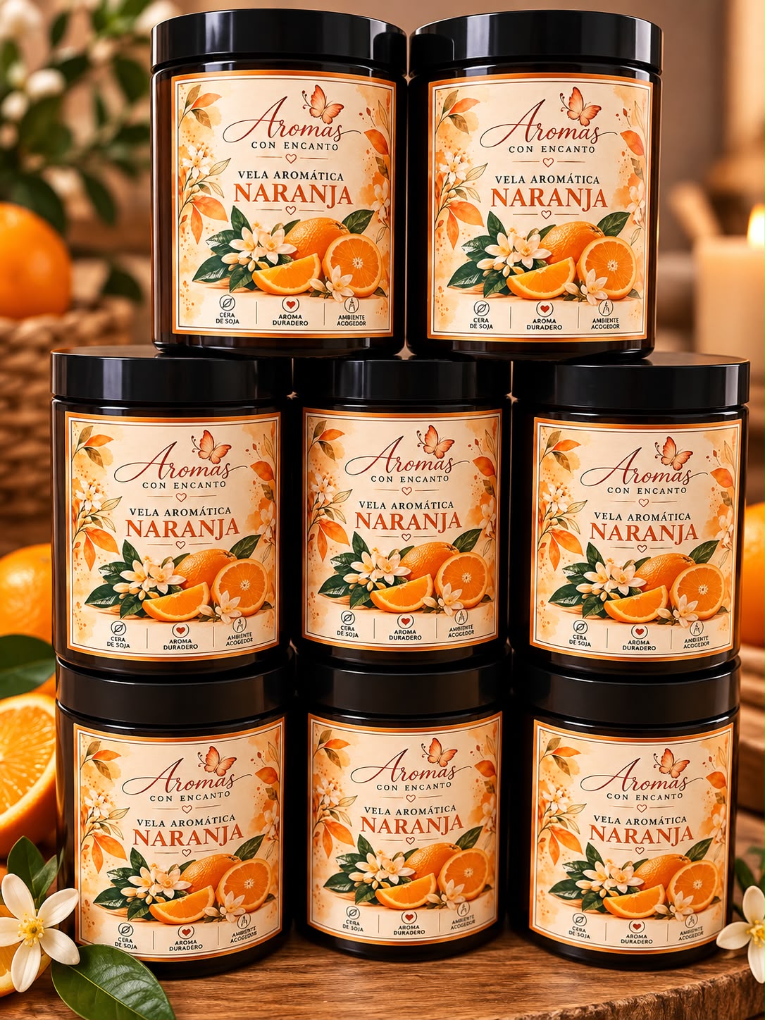 Vela Aromática · Naranja — Velas de soja · Aromas con Encanto
